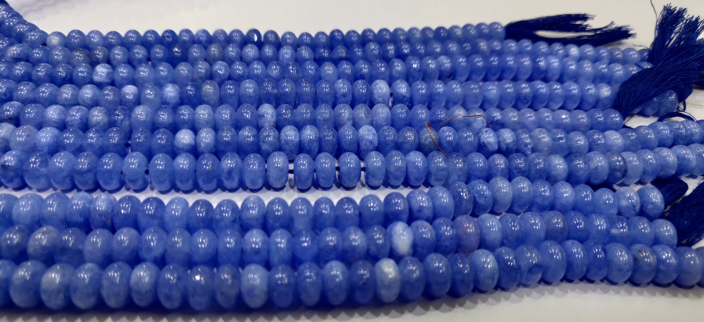 Natural Blue Sapphire  Quartz Rondelle Plain Smooth 8mm Gemstone Beads Sold Per Strand 8 Inches Long Jewelry Making Beads