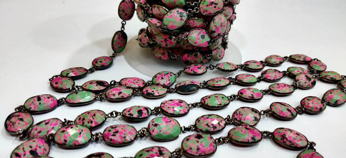 Fordite Quartz Free Shape  Briolette 10to15mm Bezel Connector Gemstone Chain Sold Per Foot Great Quality Chain