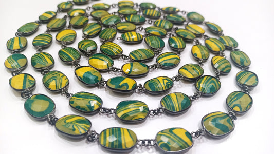 Fordite Agate Free Shape  Briolette 10 to 15mm Bezel Connector Gemstone Chain Sold Per Foot Great Quality  Chain