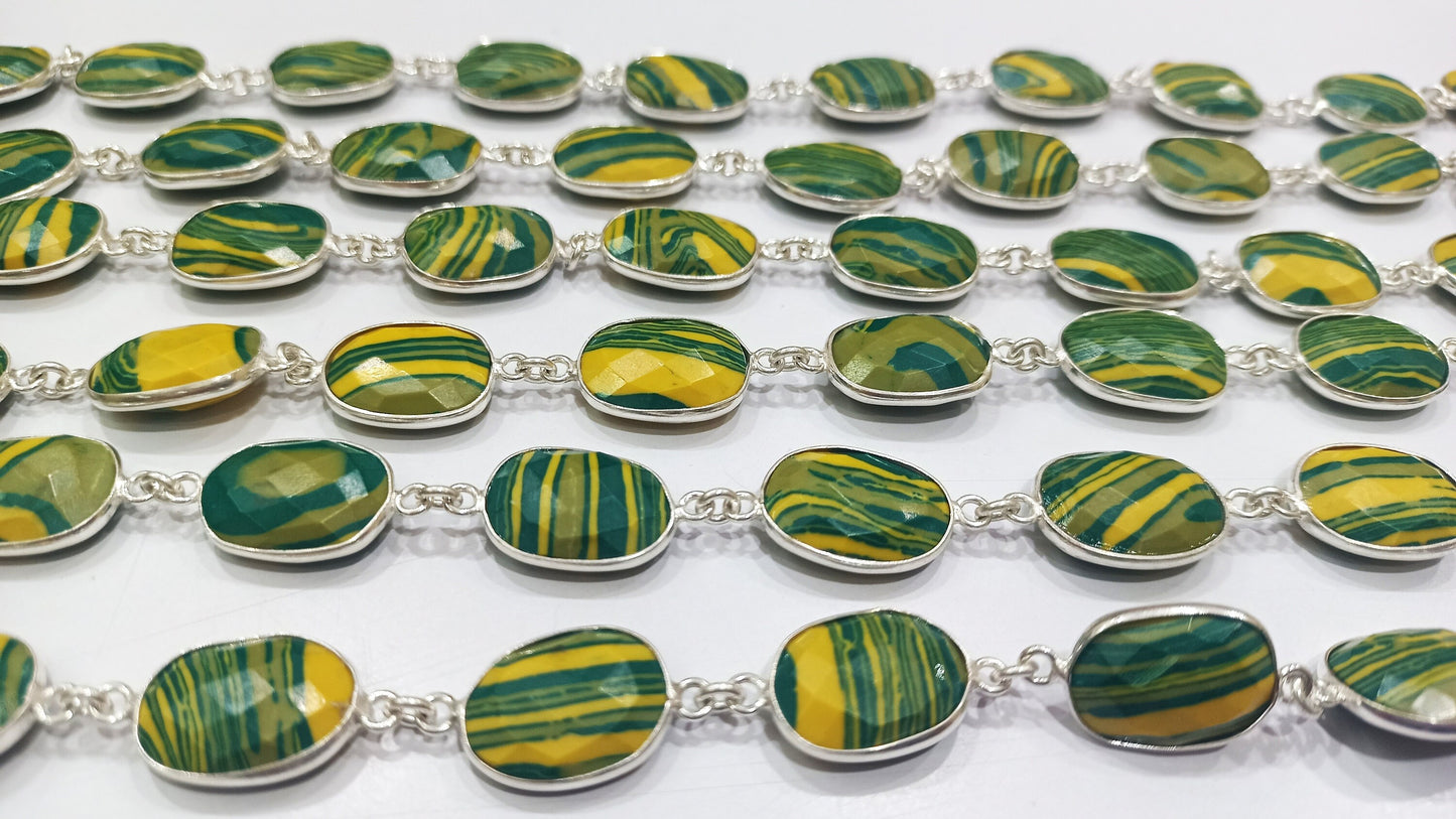 Fordite Agate Free Shape  Briolette 10 to 15mm Bezel Connector Gemstone Chain Sold Per Foot Great Quality  Chain