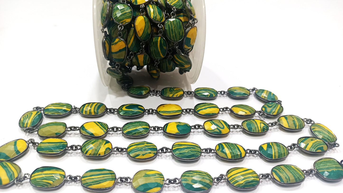 Fordite Agate Free Shape  Briolette 10 to 15mm Bezel Connector Gemstone Chain Sold Per Foot Great Quality  Chain