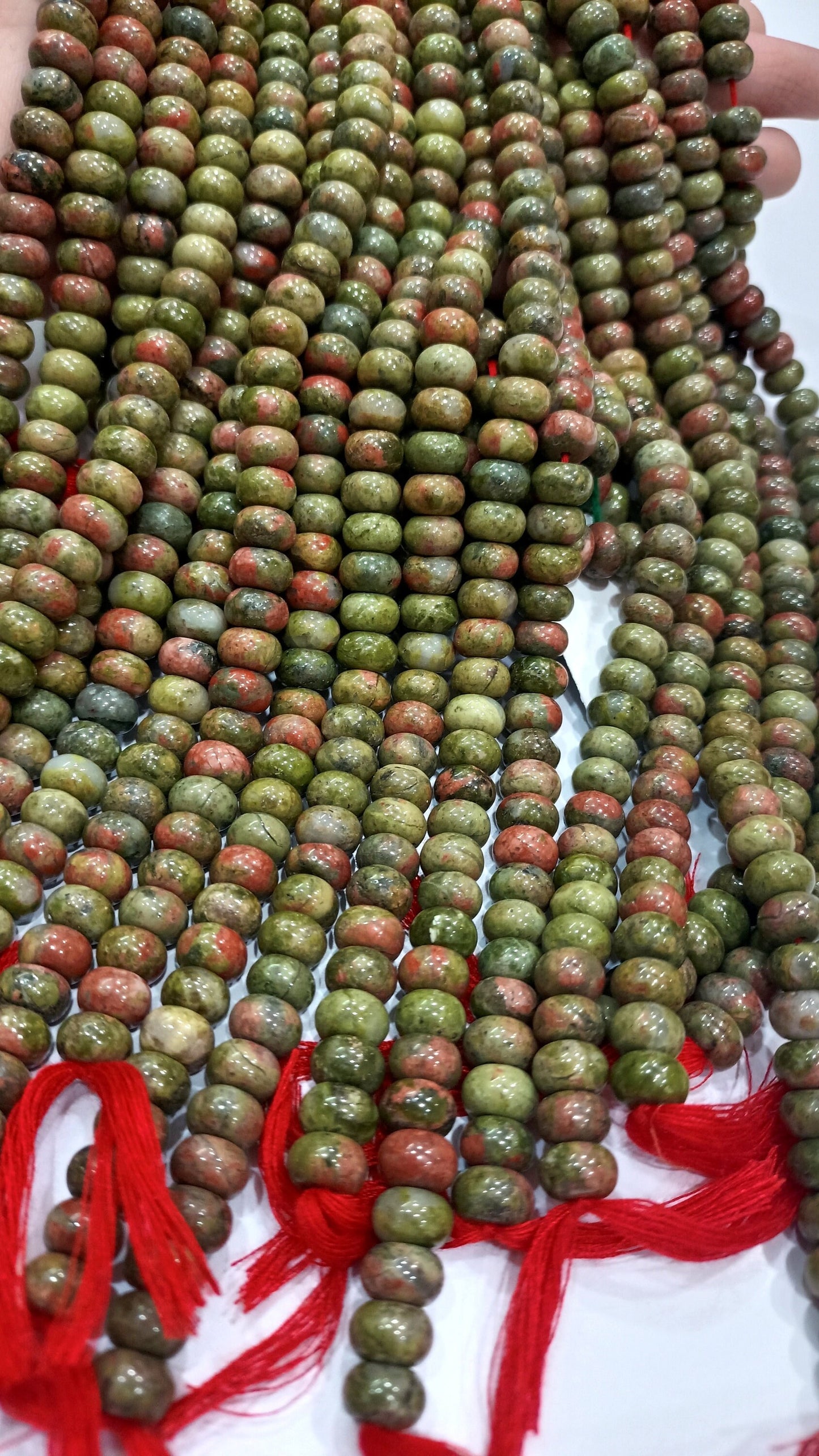 Natural Unakite Rondelle Plain Smooth 8mm Gemstone Beads Sold Per Strand 8 Inches Long Jewelry Making Beads