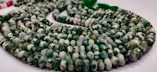 Natural Tree Agate  Rondelle Plain Smooth 8mm Gemstone Beads Sold Per Strand 8 Inches Long Jewelry Making Beads