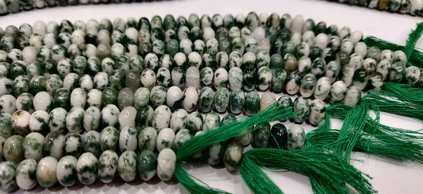 Natural Tree Agate  Rondelle Plain Smooth 8mm Gemstone Beads Sold Per Strand 8 Inches Long Jewelry Making Beads