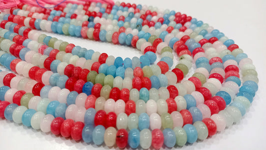 Natural Multi Aquamarine Quartz  Rondelle Plain Smooth 8mm Gemstone Beads Sold Per Strand 8 Inches Long Jewelry Making Beads