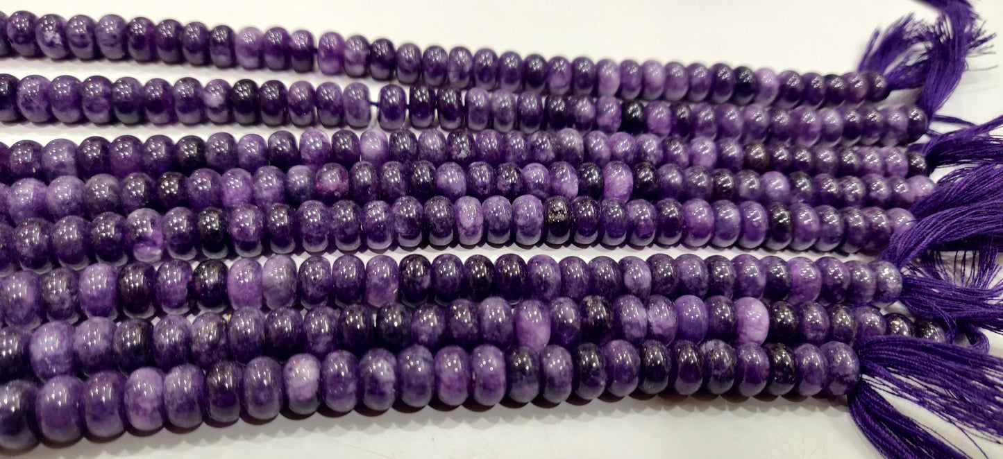 Natural Charoite Quartz  Rondelle Plain Smooth 8mm Gemstone Beads Sold Per Strand 8 Inches Long Jewelry Making Beads