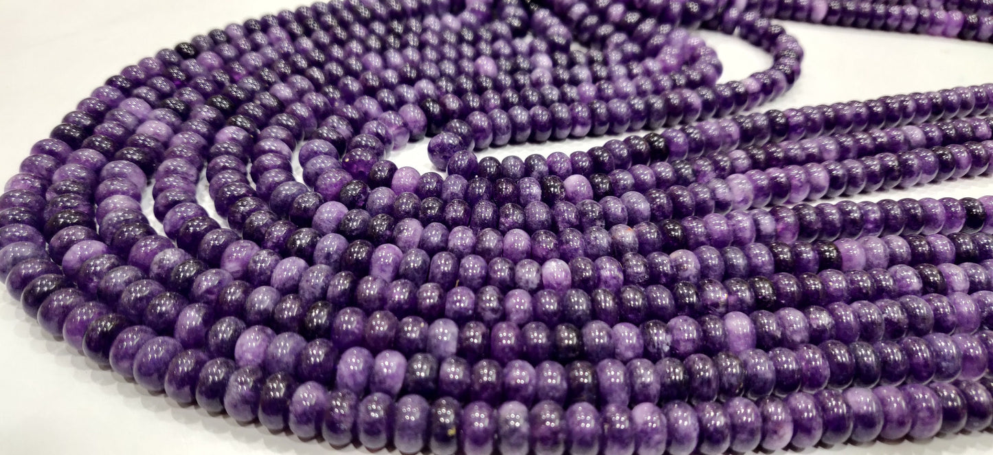 Natural Charoite Quartz  Rondelle Plain Smooth 8mm Gemstone Beads Sold Per Strand 8 Inches Long Jewelry Making Beads