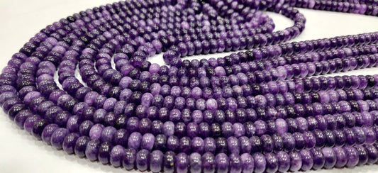 Natural Charoite Quartz  Rondelle Plain Smooth 8mm Gemstone Beads Sold Per Strand 8 Inches Long Jewelry Making Beads