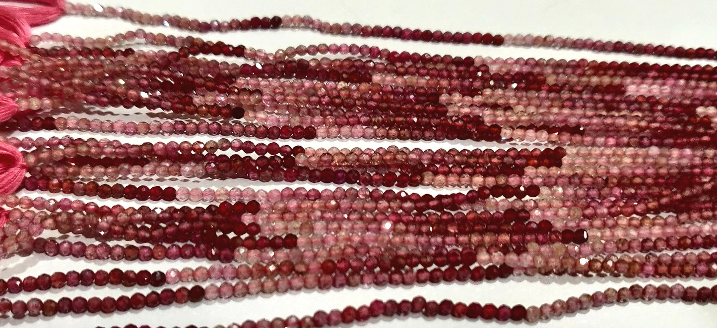 Natural Pink Spinel Shaded Round Faceted 2mm Precious Beads Sold Per Strand 13 Inches Long Great Quality Beads