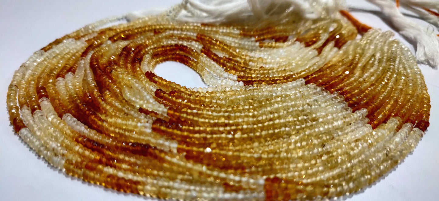 Natural Shaded Citrine Rondelle Faceted 3mm Beads Sold Per Strand 13 Inches Long Great Quality Beads