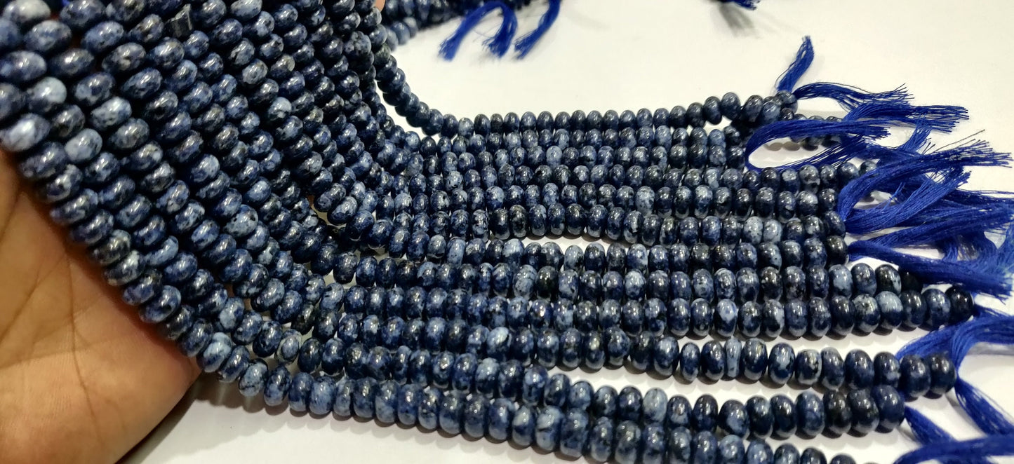 Natural Sodalite Rondelle Plain Smooth 8mm Gemstone Beads Sold Per Strand 8 Inches Long Jewelry Making Beads