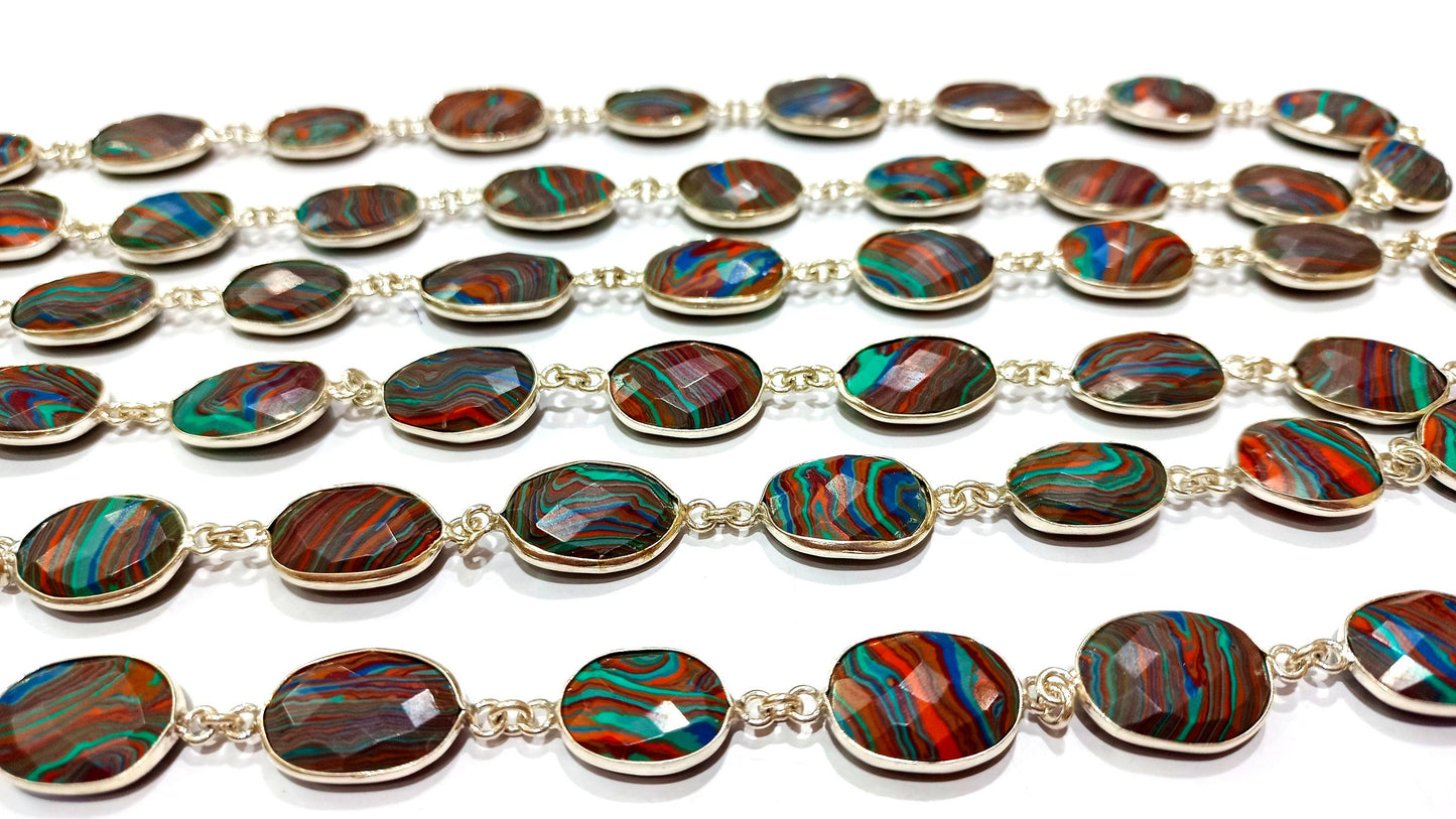 Fordite Quartz Free Shape  Briolette 10x15mm Bezel Connector Gemstone Chain Sold Per Foot Great Quality Chain
