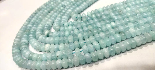 Aquamarine  Quartz  Rondelle Plain Smooth 8mm Gemstone Beads Sold Per Strand 8 Inches Long Great Quality Beads