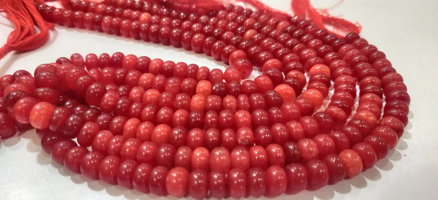 Red Onyx Rondelle Plain Smooth  Gemstone Beads Sold Per Strand 8 Inches Long Great Quality Beads