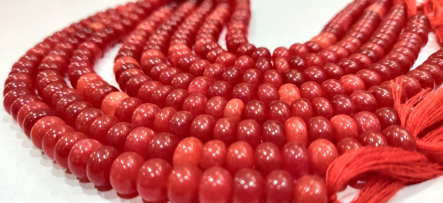 Red Onyx Rondelle Plain Smooth  Gemstone Beads Sold Per Strand 8 Inches Long Great Quality Beads