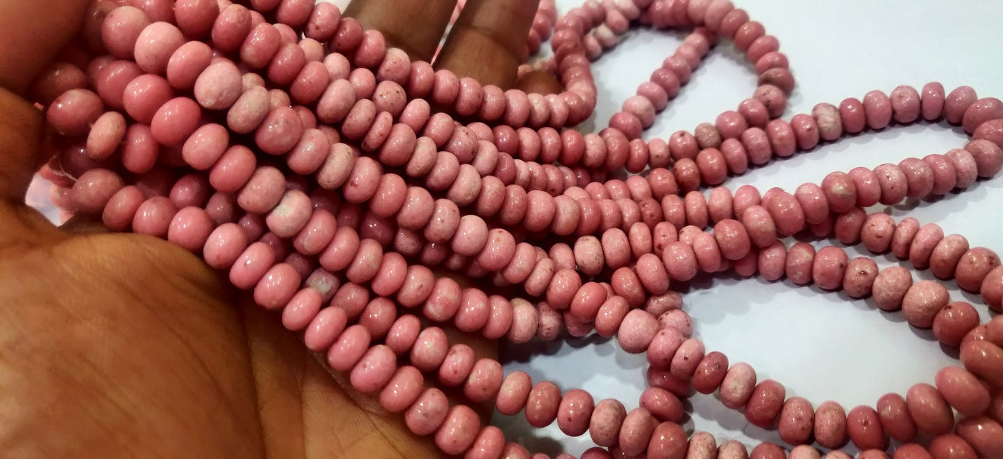 Natural Thulite Gemstone Rondelle Plain Smooth 8-9mm Beads Sold per Strand 8 Inches Long Great Quality rare stone beads