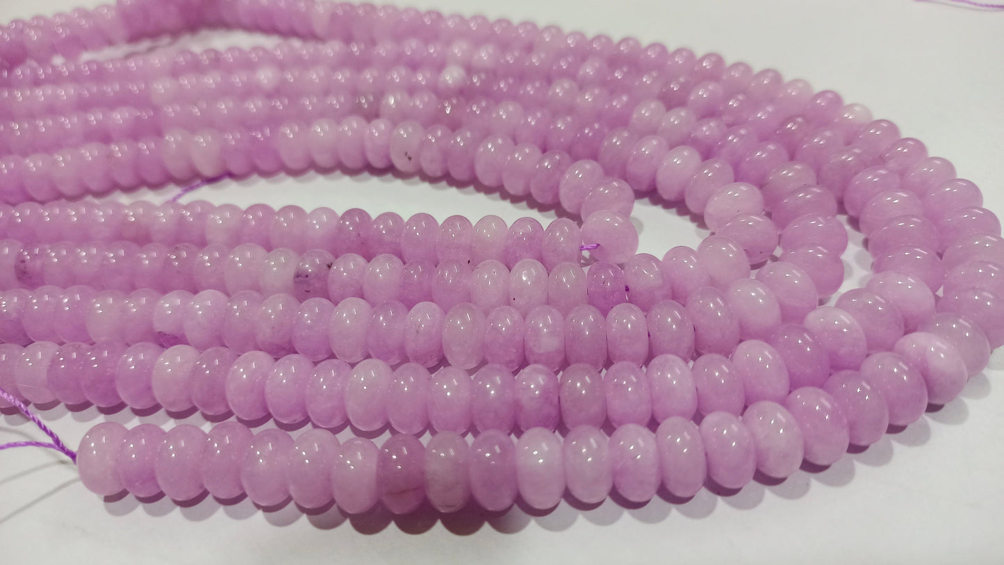 Natural Lavender Chalcedony Rondelle Plain Smooth 8mm Gemstone Beads Sold Per strand 8 Inches Long Jewelry Making Beads