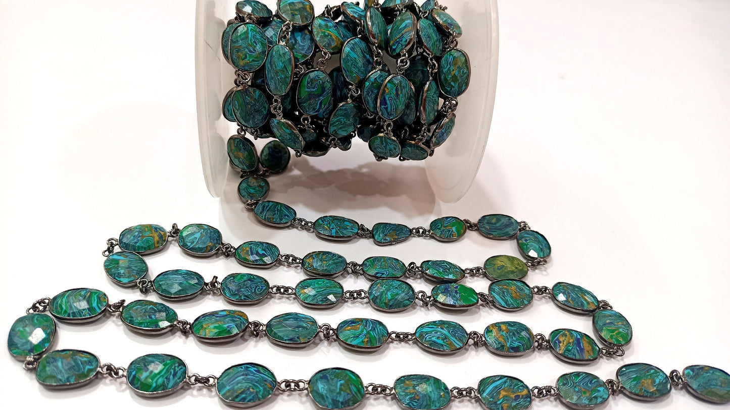Fordite Quartz Free Shape  Briolette 10 to 15mm Bezel Connector Gemstone Chain Sold Per Foot Great Quality Chain