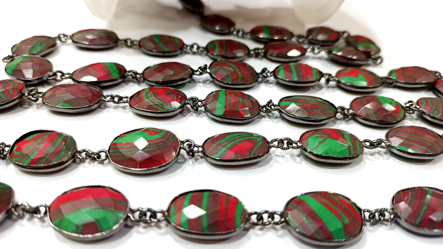 Fordite Quartz Free Shape  Briolette 10 to 15mm Bezel Connector Gemstone Chain Sold Per Foot Great Quality Chain
