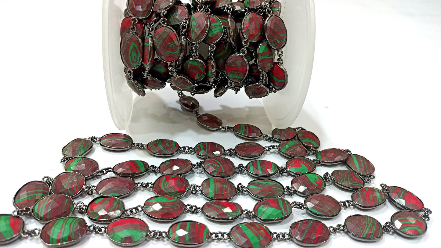Fordite Quartz Free Shape  Briolette 10 to 15mm Bezel Connector Gemstone Chain Sold Per Foot Great Quality Chain