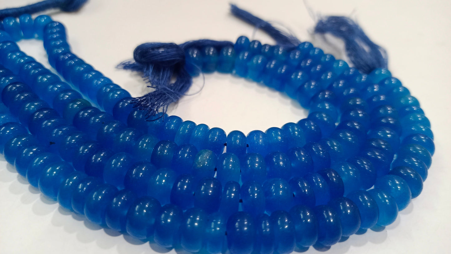 Royal Blue Quartz  Rondelle Plain Smooth 8mm Gemstone Beads Sold Per Strand 8 Inches Long Great Quality Beads