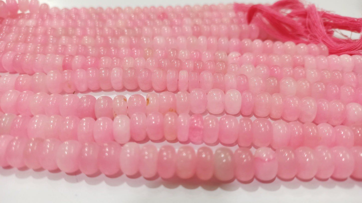 Natural Doll Pink Chalcedony  Rondelle Plain Smooth 8mm Gemstone Beads Sold Per Strand 8 Inches Long Great Quality Beads