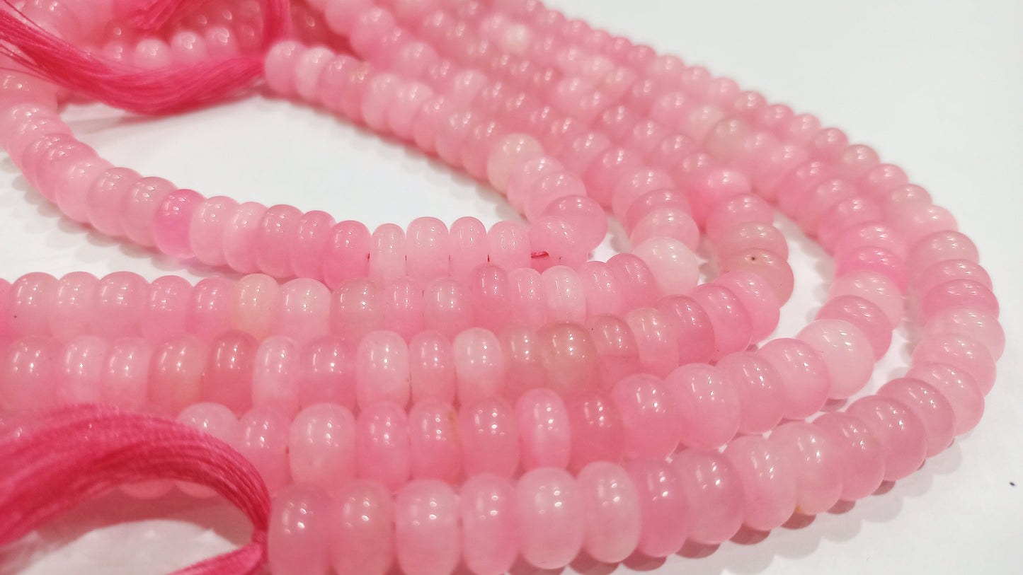 Natural Doll Pink Chalcedony  Rondelle Plain Smooth 8mm Gemstone Beads Sold Per Strand 8 Inches Long Great Quality Beads