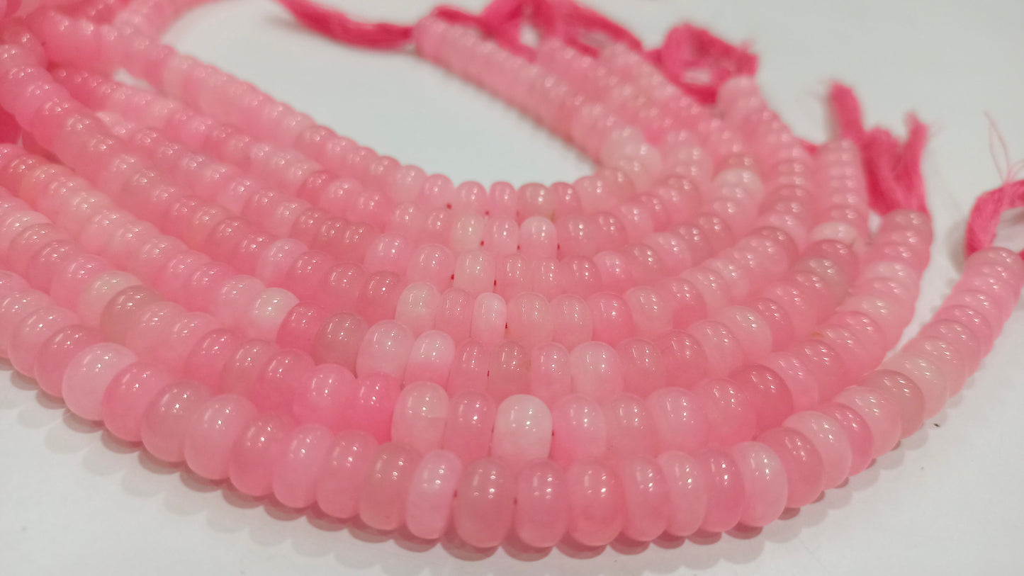 Natural Doll Pink Chalcedony  Rondelle Plain Smooth 8mm Gemstone Beads Sold Per Strand 8 Inches Long Great Quality Beads