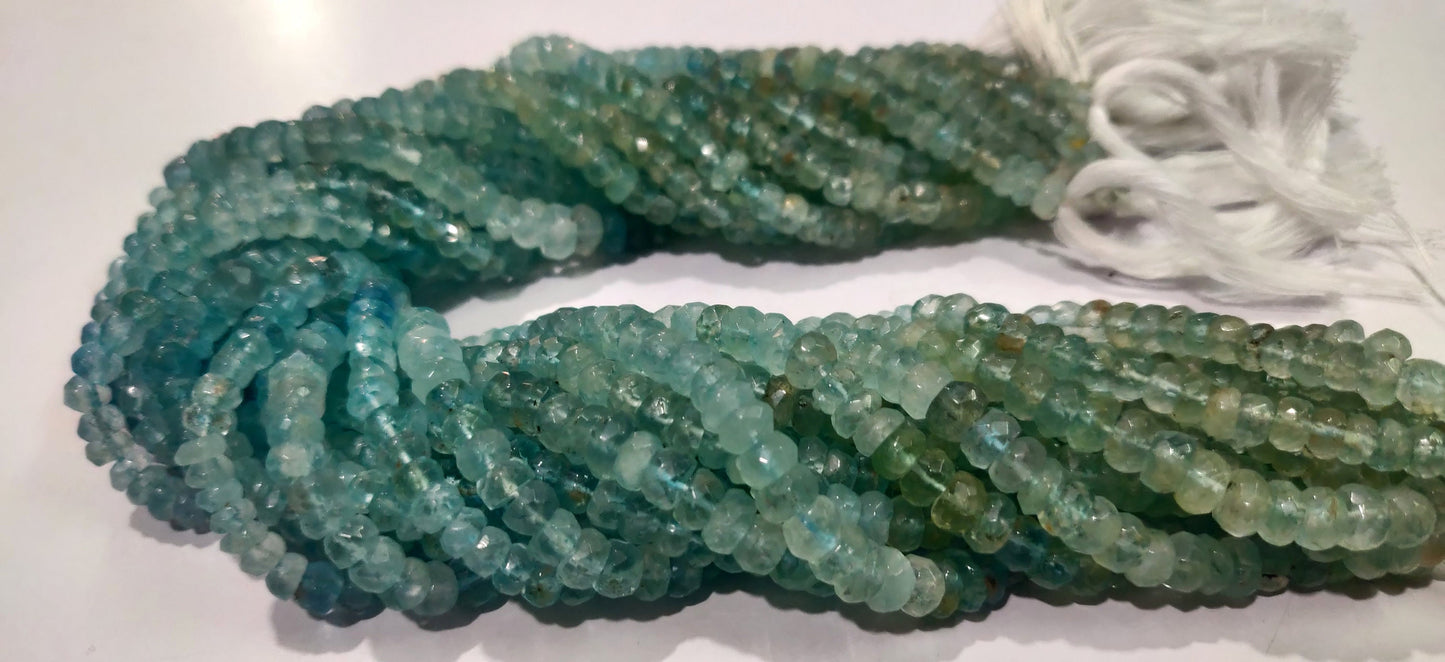 Natural Shaded Aquamarine Rondelle Faceted 4to6mm Gemstone Beads Sold Per Strand 14 inches Long Great Quality Beads