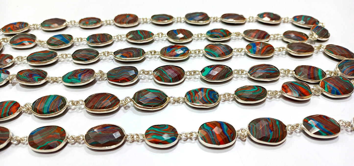 Fordite Quartz Free Shape  Briolette 10x15mm Bezel Connector Gemstone Chain Sold Per Foot Great Quality Chain
