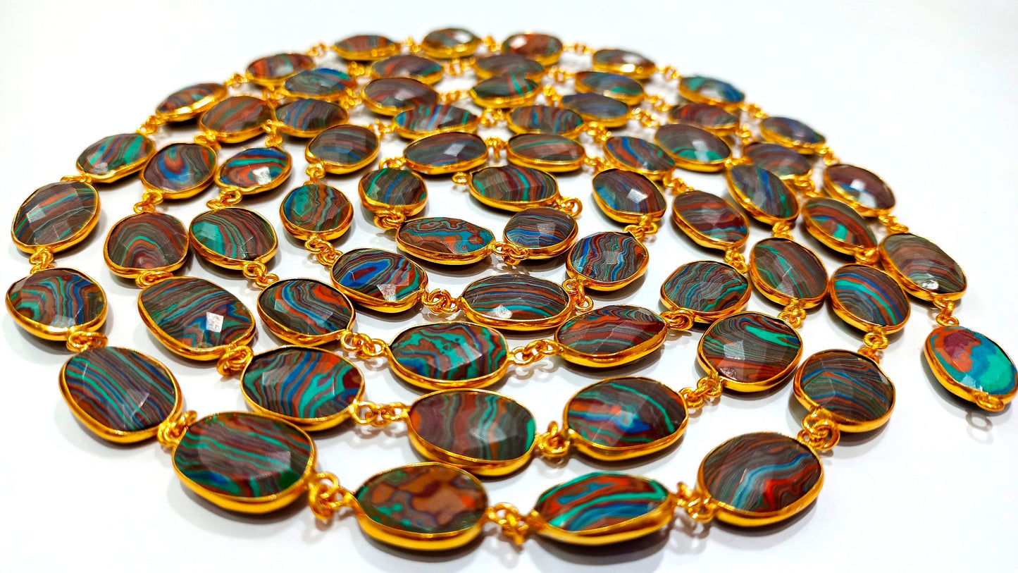 Fordite Quartz Free Shape  Briolette 10x15mm Bezel Connector Gemstone Chain Sold Per Foot Great Quality Chain