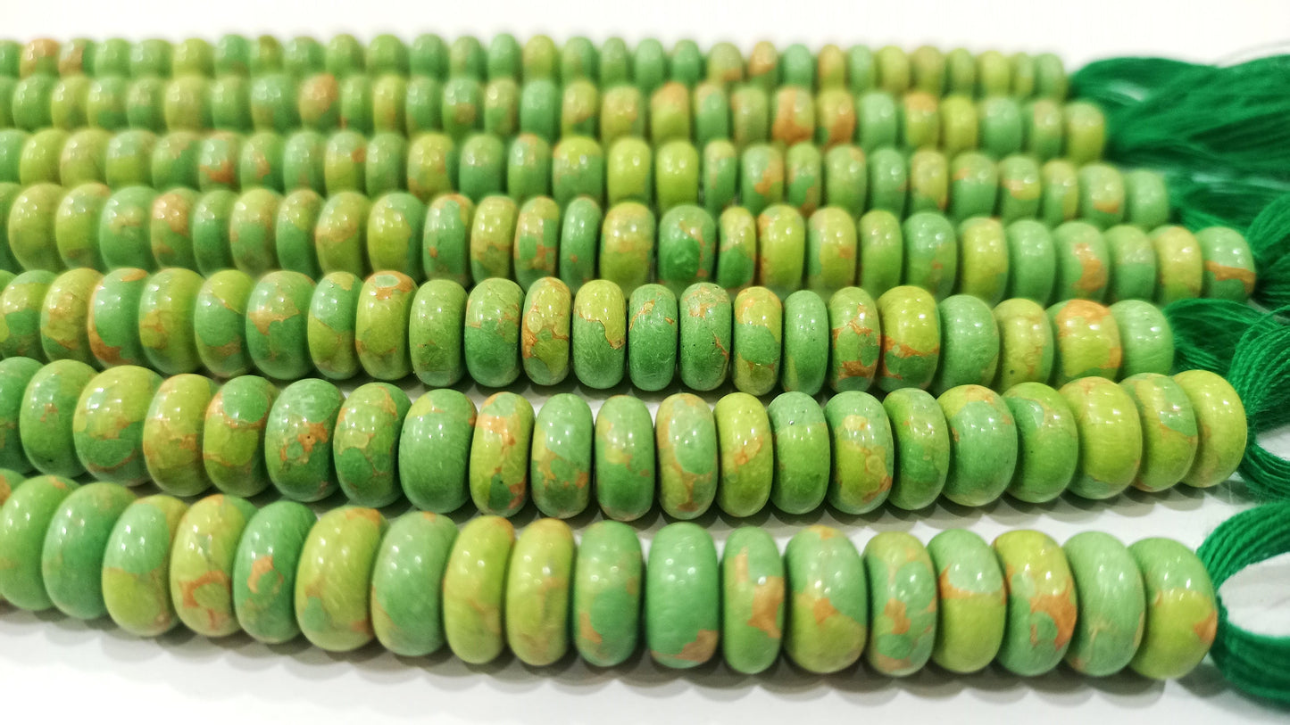 Natural Green Copper Turquoise Rondelle Plain Smooth 8mm Gemstone Beads Sold Per Strand 8 inches Long Great Quality Beads