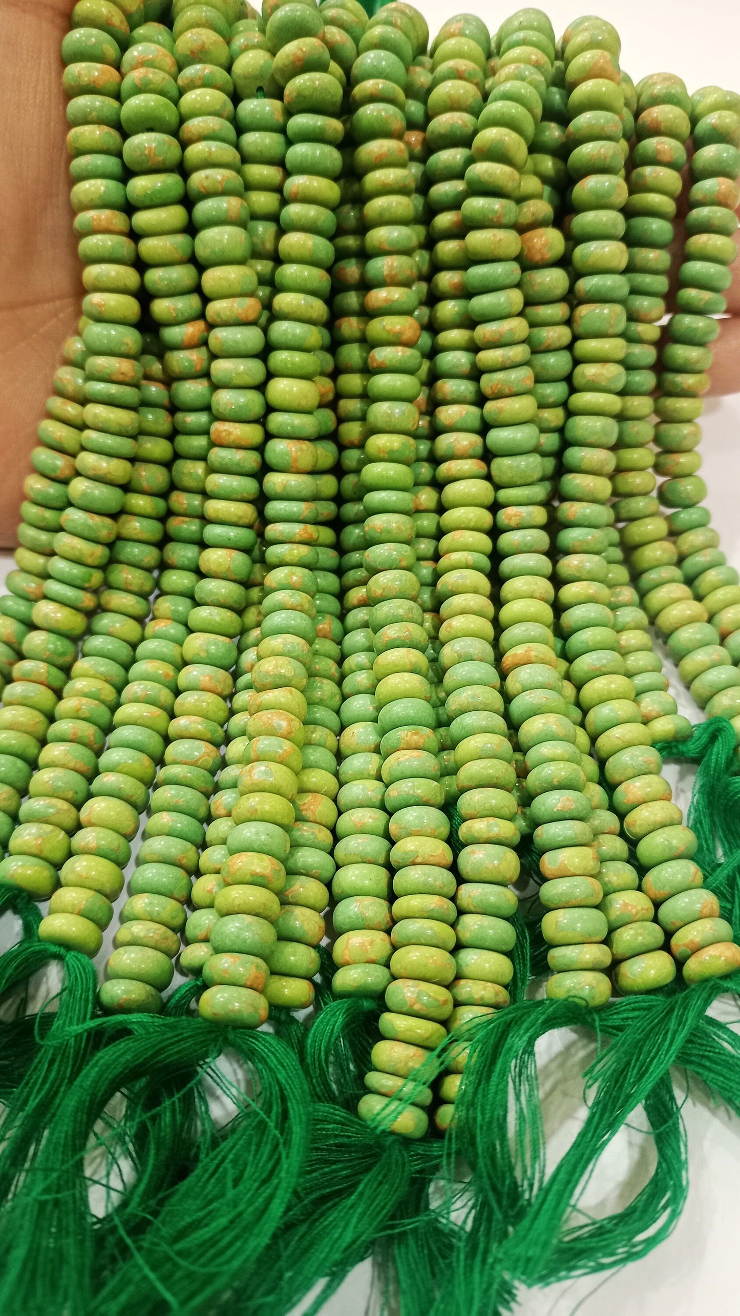 Natural Green Copper Turquoise Rondelle Plain Smooth 8mm Gemstone Beads Sold Per Strand 8 inches Long Great Quality Beads