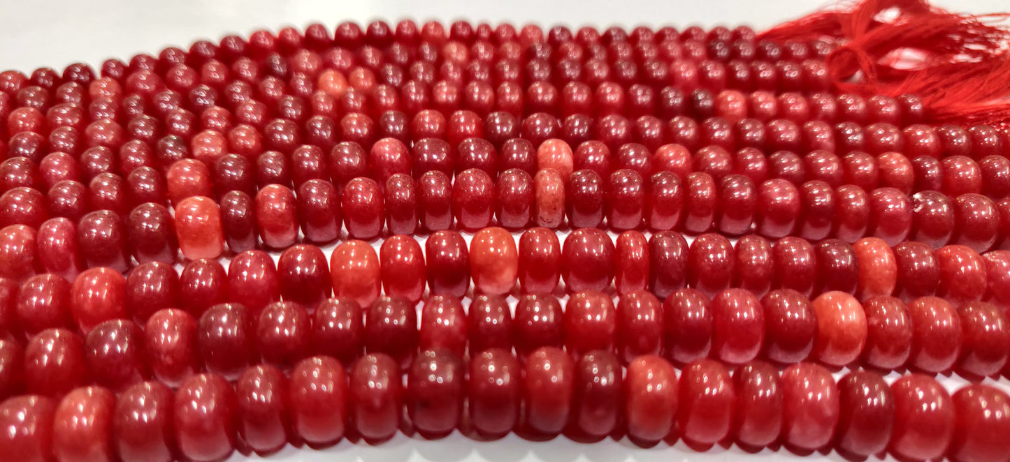 Red Onyx Rondelle Plain Smooth  Gemstone Beads Sold Per Strand 8 Inches Long Great Quality Beads