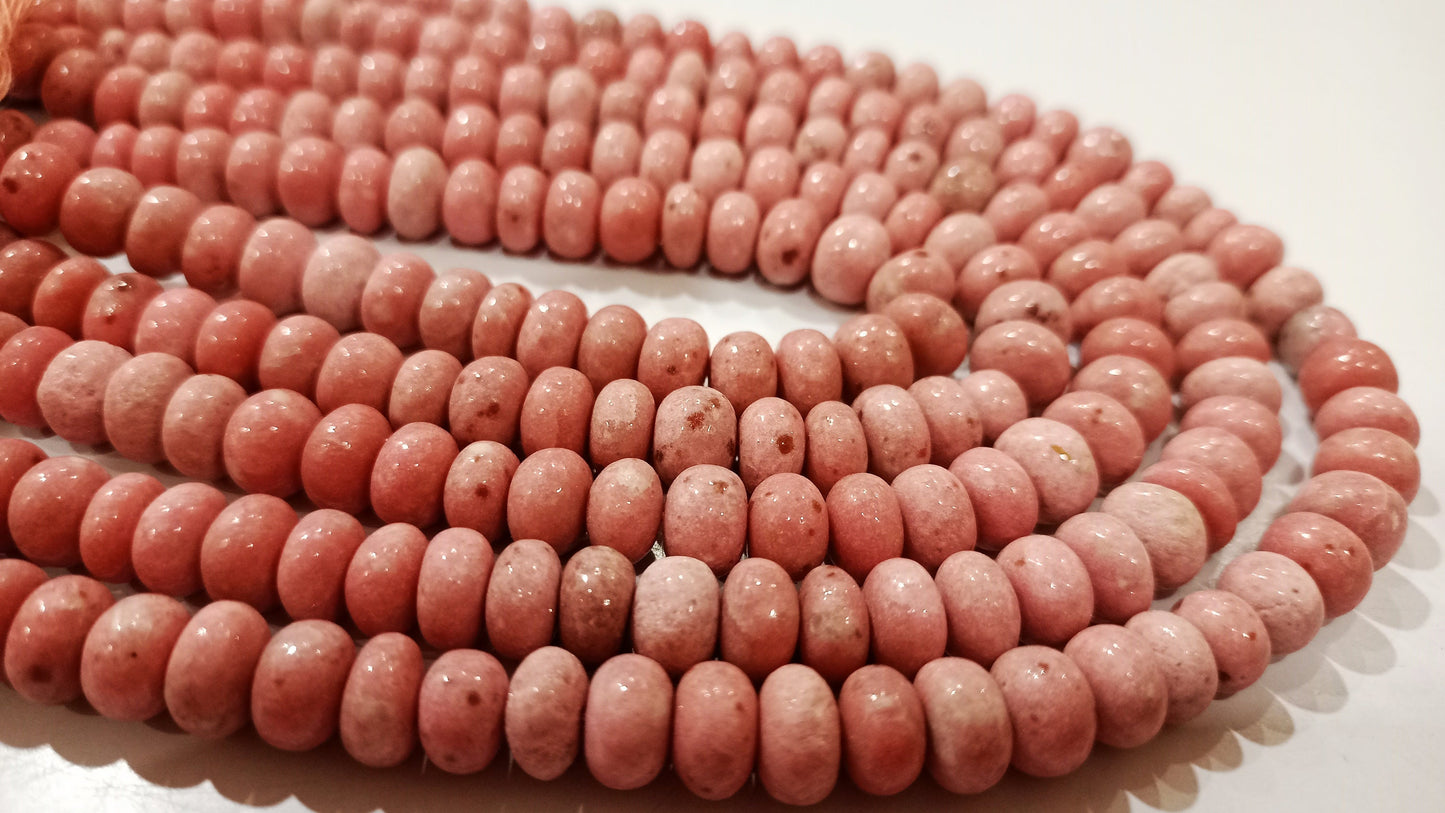 Natural Thulite Gemstone Rondelle Plain Smooth 8-9mm Beads Sold per Strand 8 Inches Long Great Quality rare stone beads