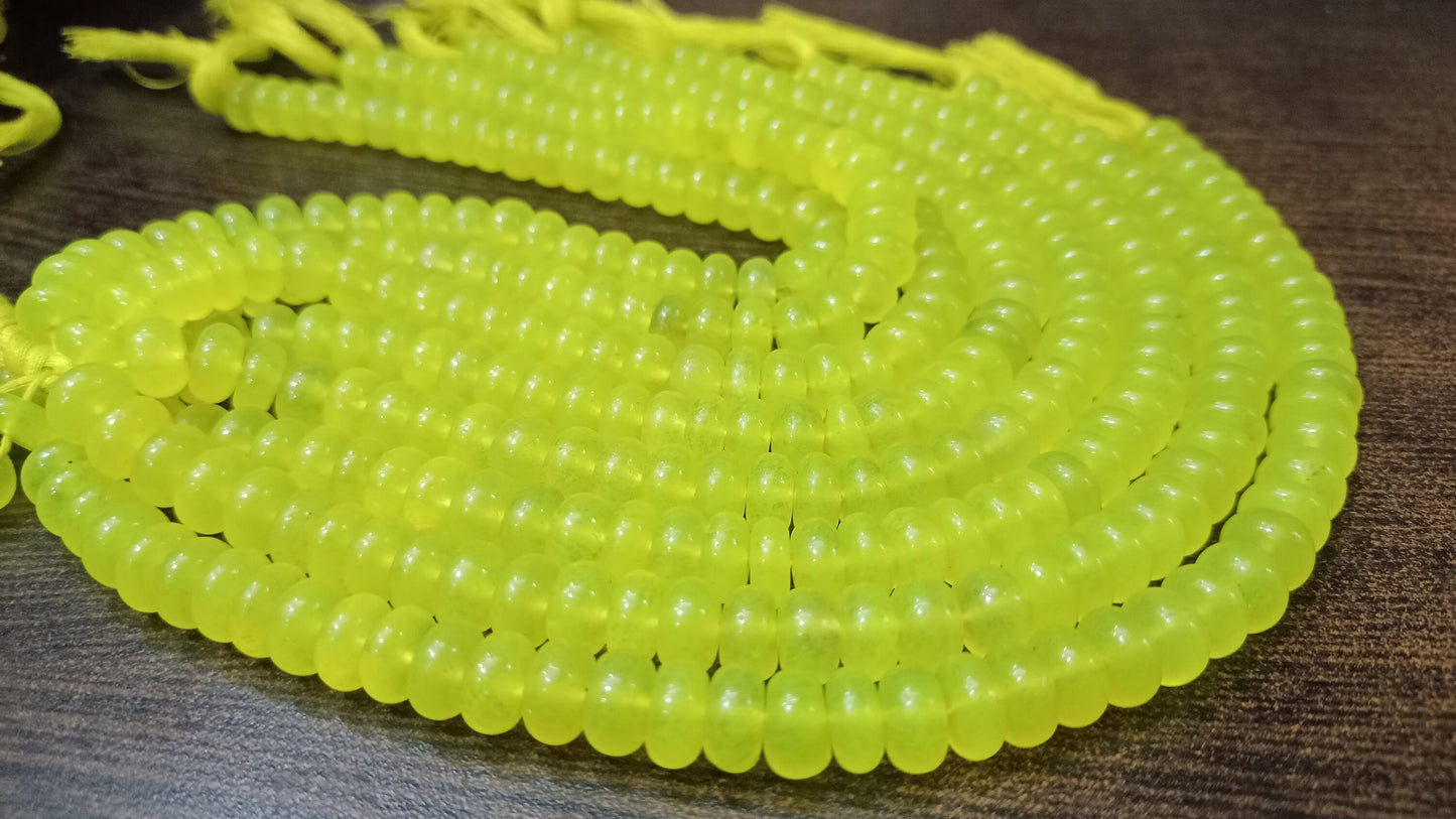 Natural Lime Neon Green Chalcedony Rondelle Plain Smooth 8mm Gemstone Beads Sold per Strand 8 inches Long Great Quality Jewelry Making Beads
