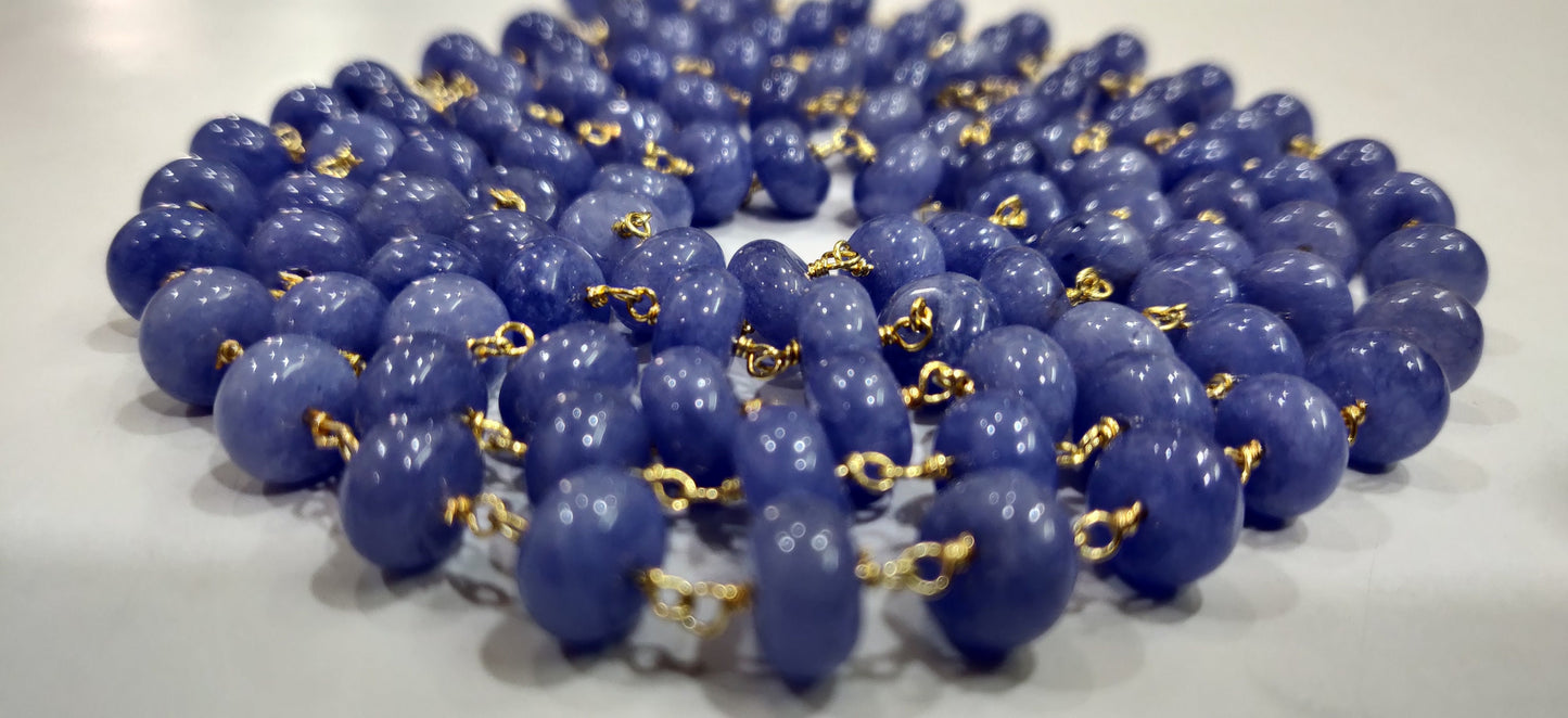 Natural Tanzanite Rondelle plain smooth 8mm Rosary Beaded Chain Sold Per Foot Great Quality Chain