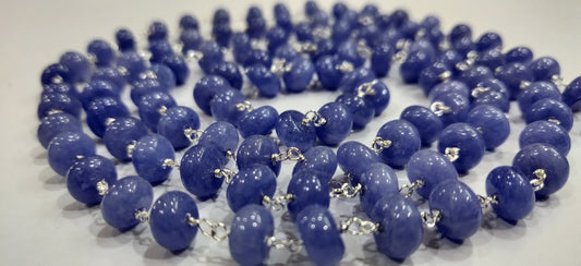 Natural Tanzanite Rondelle plain smooth 8mm Rosary Beaded Chain Sold Per Foot Great Quality Chain