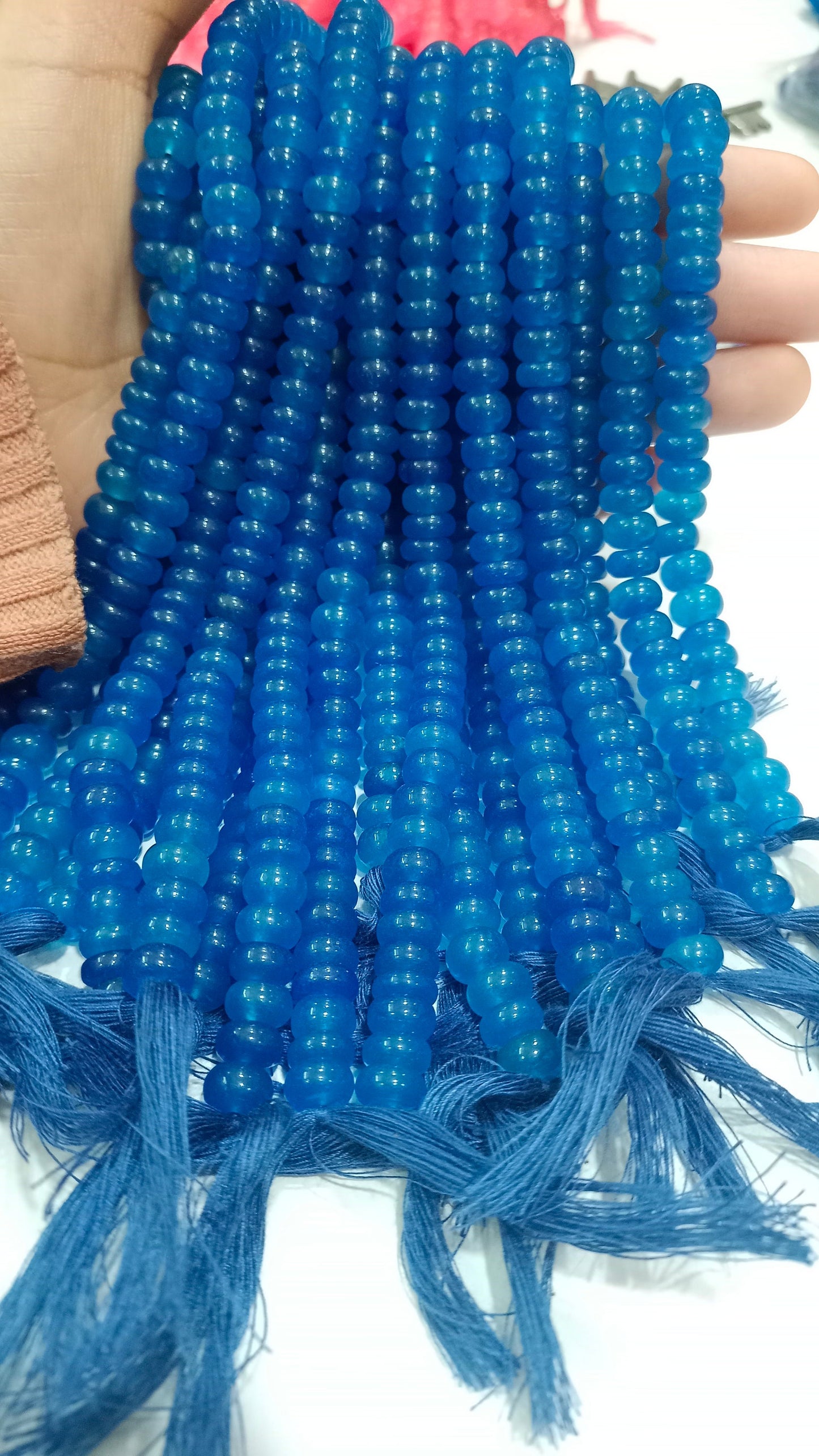 Royal Blue Quartz  Rondelle Plain Smooth 8mm Gemstone Beads Sold Per Strand 8 Inches Long Great Quality Beads