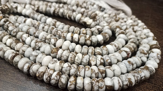 Natural White Howlite Copper Turquoise Rondelle Plain 8mm Beads Sold Per Strand 8 Inches Long Great Quality Mohave Gemstone  Beads