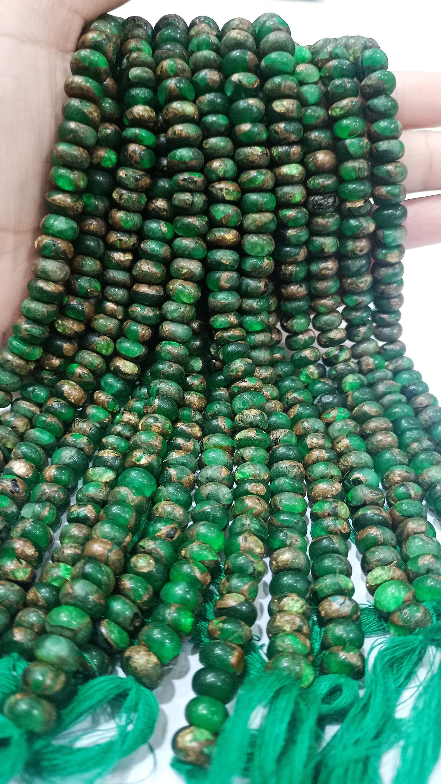 Natural Green Copper Turquoise Rondelle Plain 8mm Beads Sold Per Strand 8 Inches Long Great Quality Mohave Gemstone  Beads