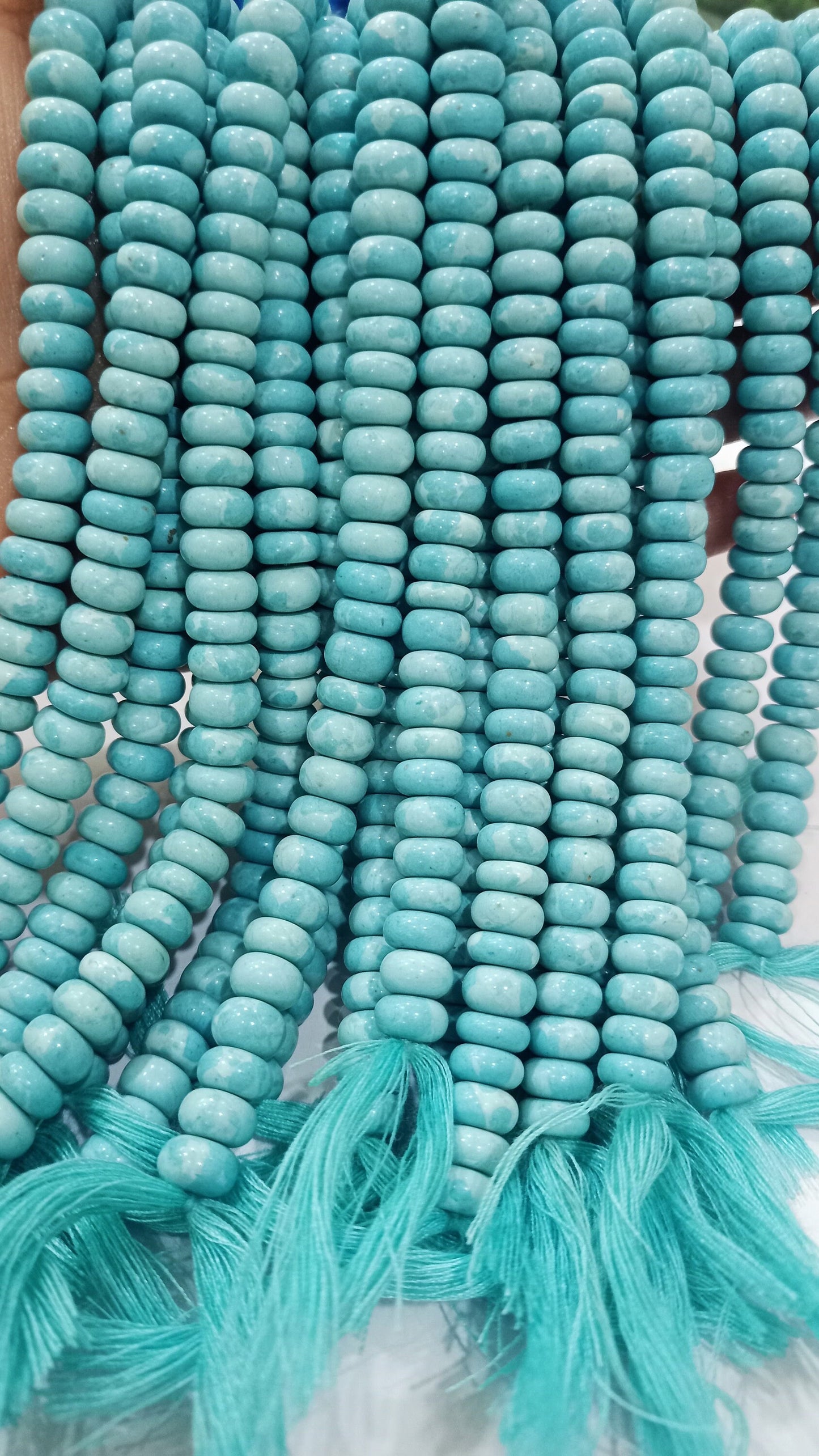 Natural Blue Turquoise Rondelle Plain Smooth 8mm Gemstone Beads Sold Per Strand 8 inches Long Great Quality Beads