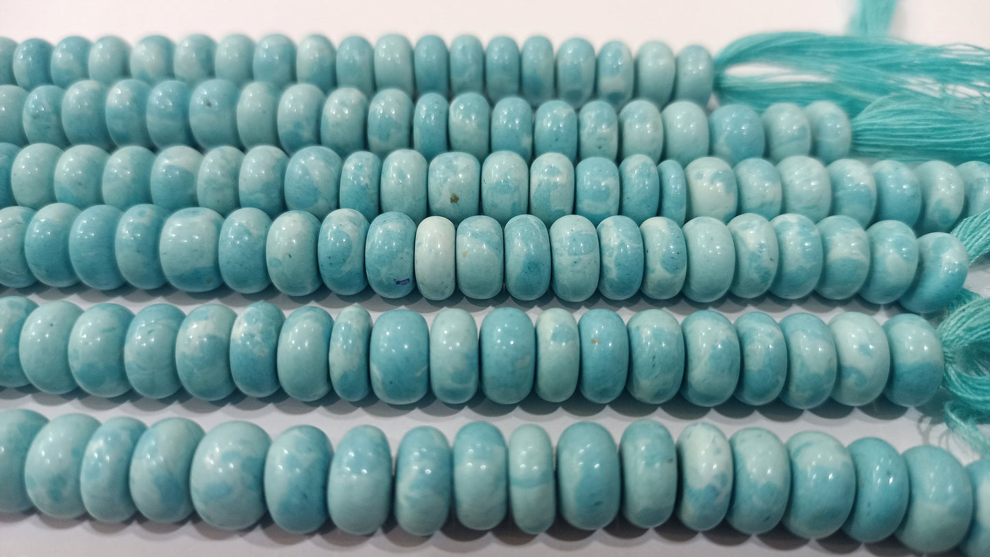 Natural Blue Turquoise Rondelle Plain Smooth 8mm Gemstone Beads Sold Per Strand 8 inches Long Great Quality Beads