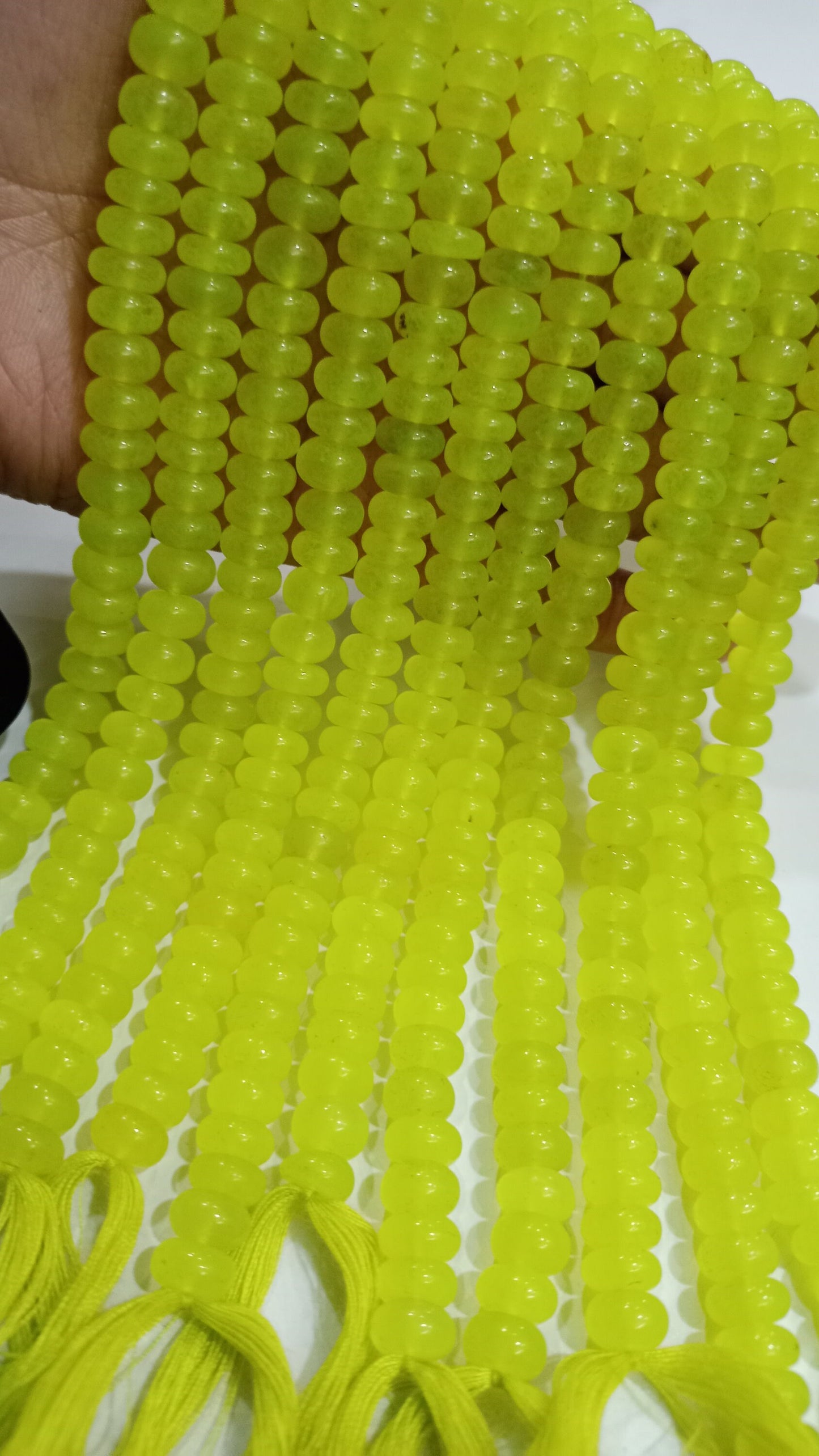 Natural Lime Neon Green Chalcedony Rondelle Plain Smooth 8mm Gemstone Beads Sold per Strand 8 inches Long Great Quality Jewelry Making Beads