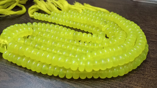 Natural Lime Neon Green Chalcedony Rondelle Plain Smooth 8mm Gemstone Beads Sold per Strand 8 inches Long Great Quality Jewelry Making Beads