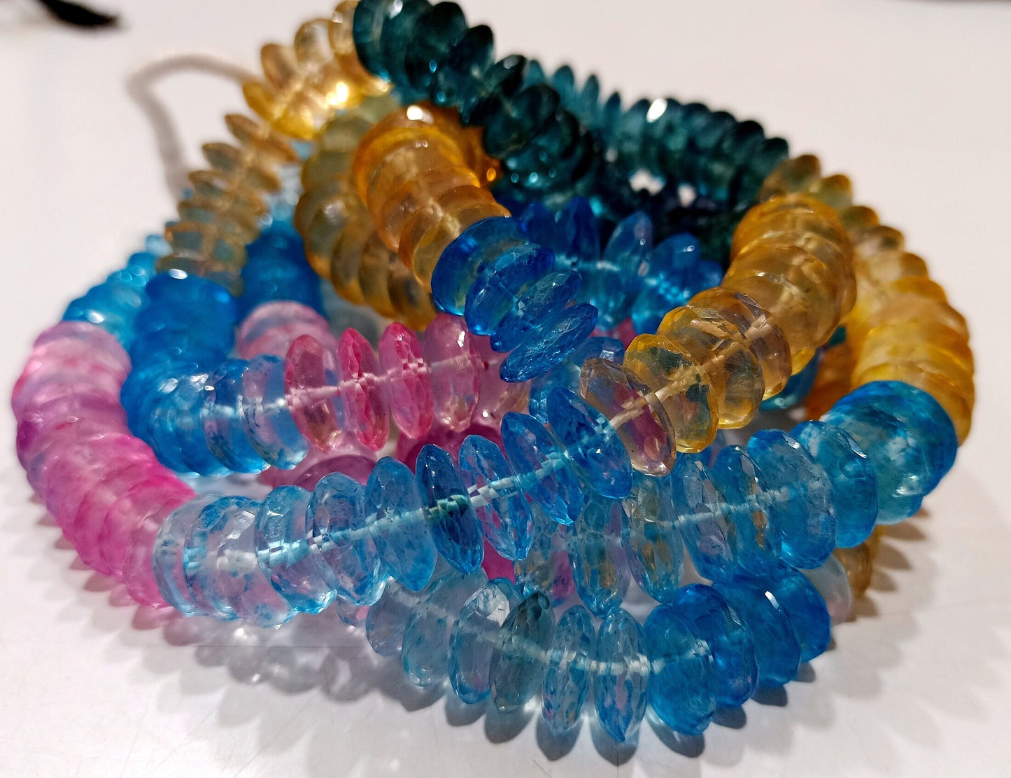 Multi Color Topaz German Cut Rondelle Faceted 11-12mm Beads Sold Per Strand 8 Inches Long best Quality Beads