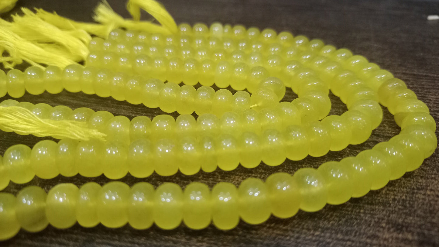 Natural yellow Onyx Rondelle Plain Smooth 8mm Gemstone Beads Sold Per Strand 8 inches Long