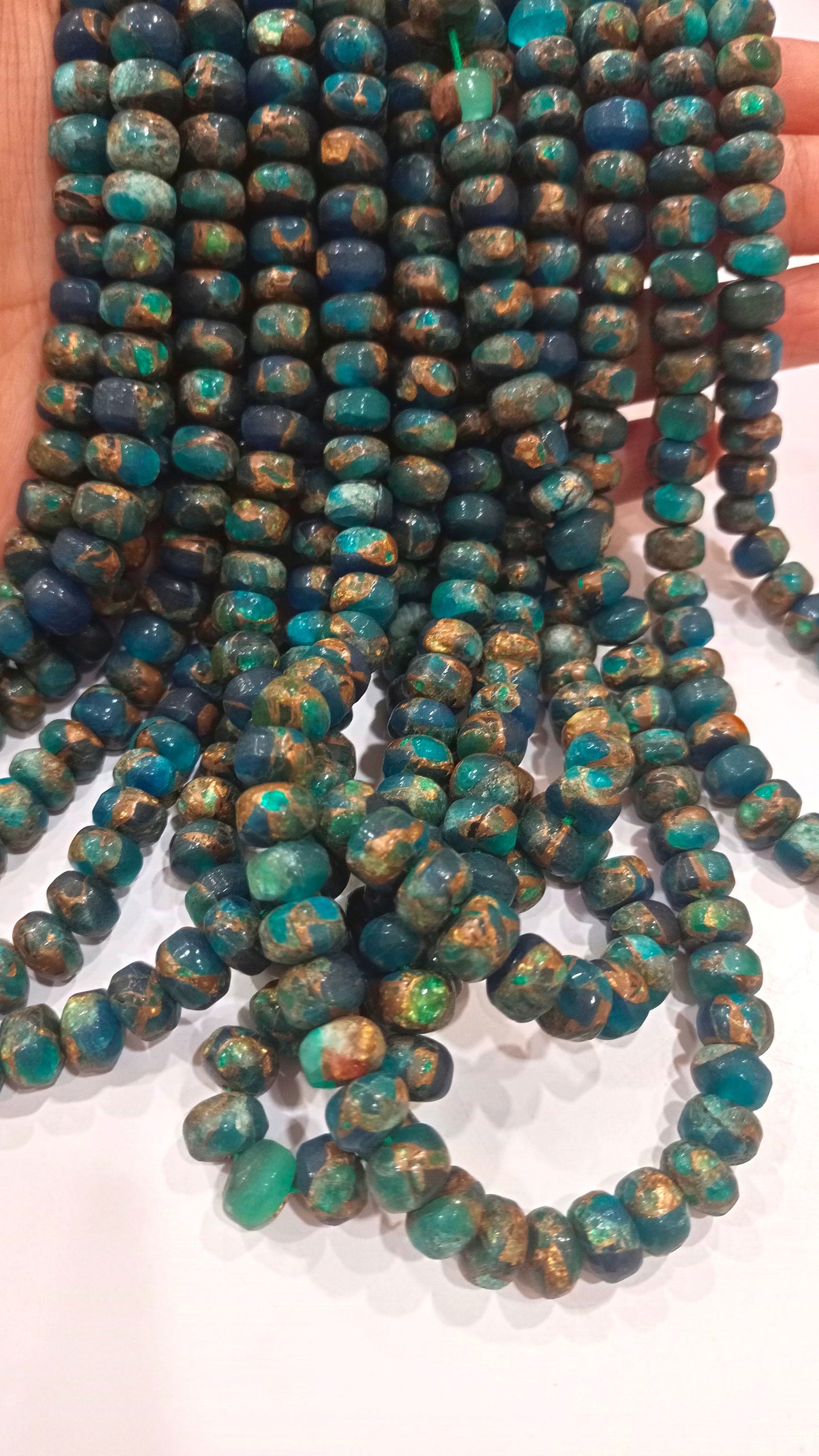 Natural Blue Copper Turquoise Rondelle 8mm Beads Sold Per Strand 8 Inches Long  Great Quality Gemstone Beads