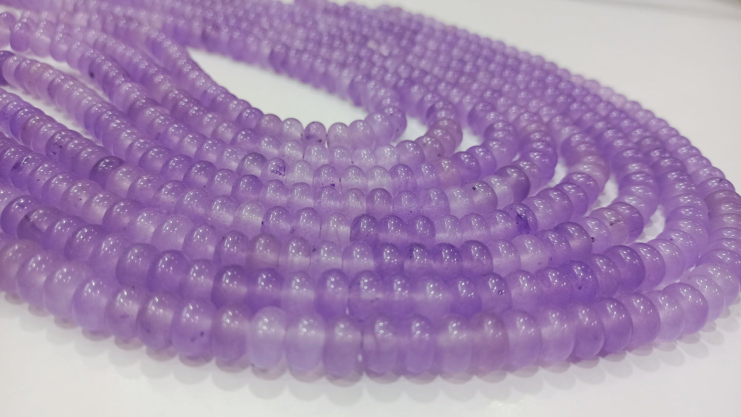 Natural Lavender Chalcedony Rondelle Plain Smooth 8mm Gemstone Beads Sold Per strand 8 Inches Long Jewelry Making Beads