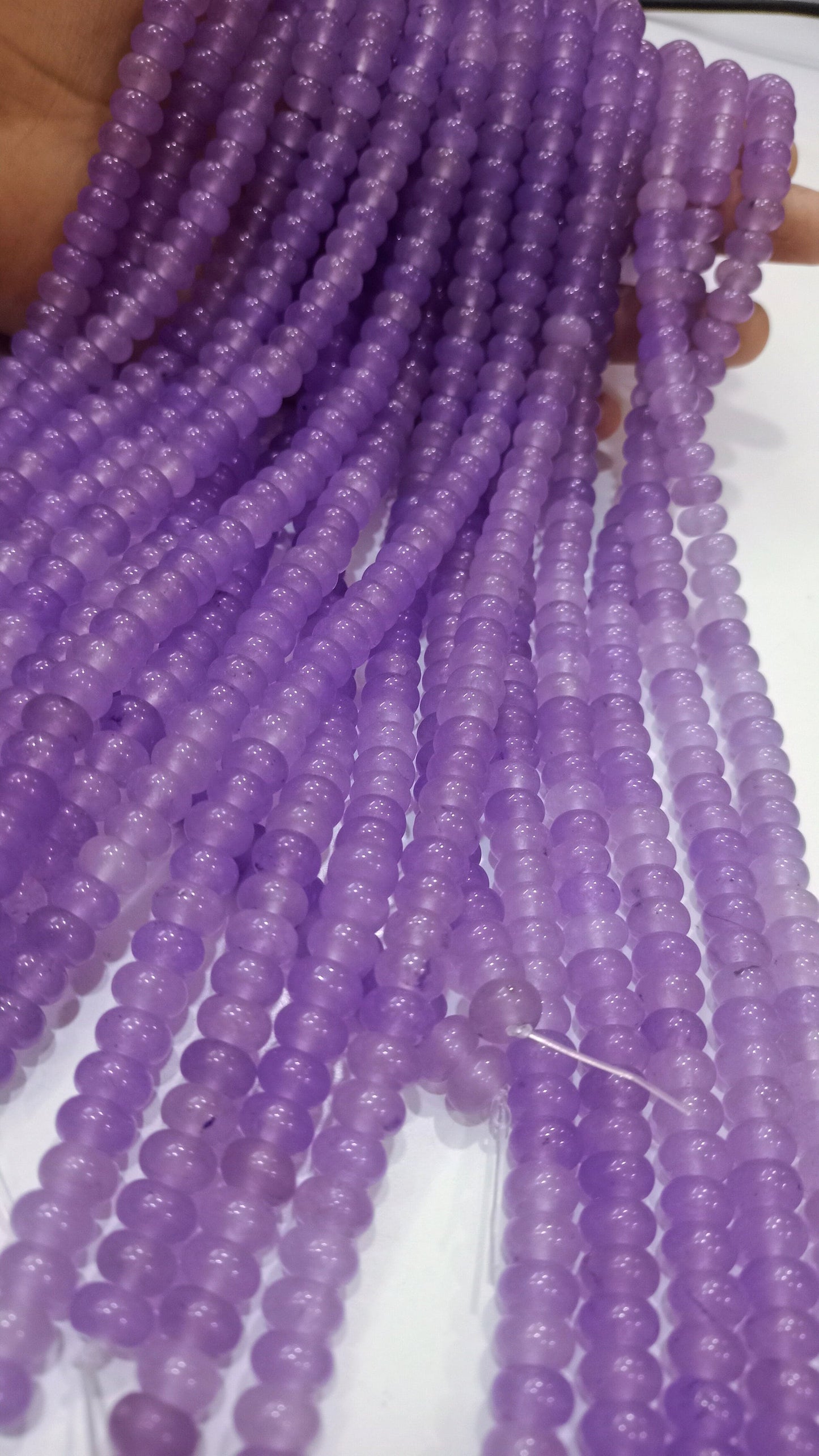 Natural Lavender Chalcedony Rondelle Plain Smooth 8mm Gemstone Beads Sold Per strand 8 Inches Long Jewelry Making Beads